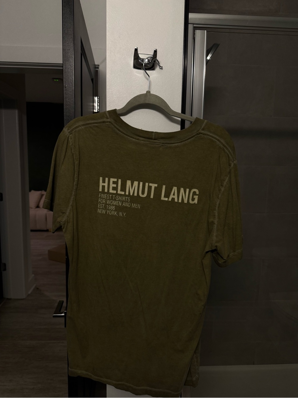 Helmut Lang Olive Graphic Short-Sleeve Tee